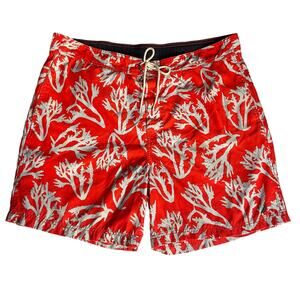 Nautica Men’s Swimming Trunk, size XL,Neon Red & Gray,Liner,Inner & Back Pockets